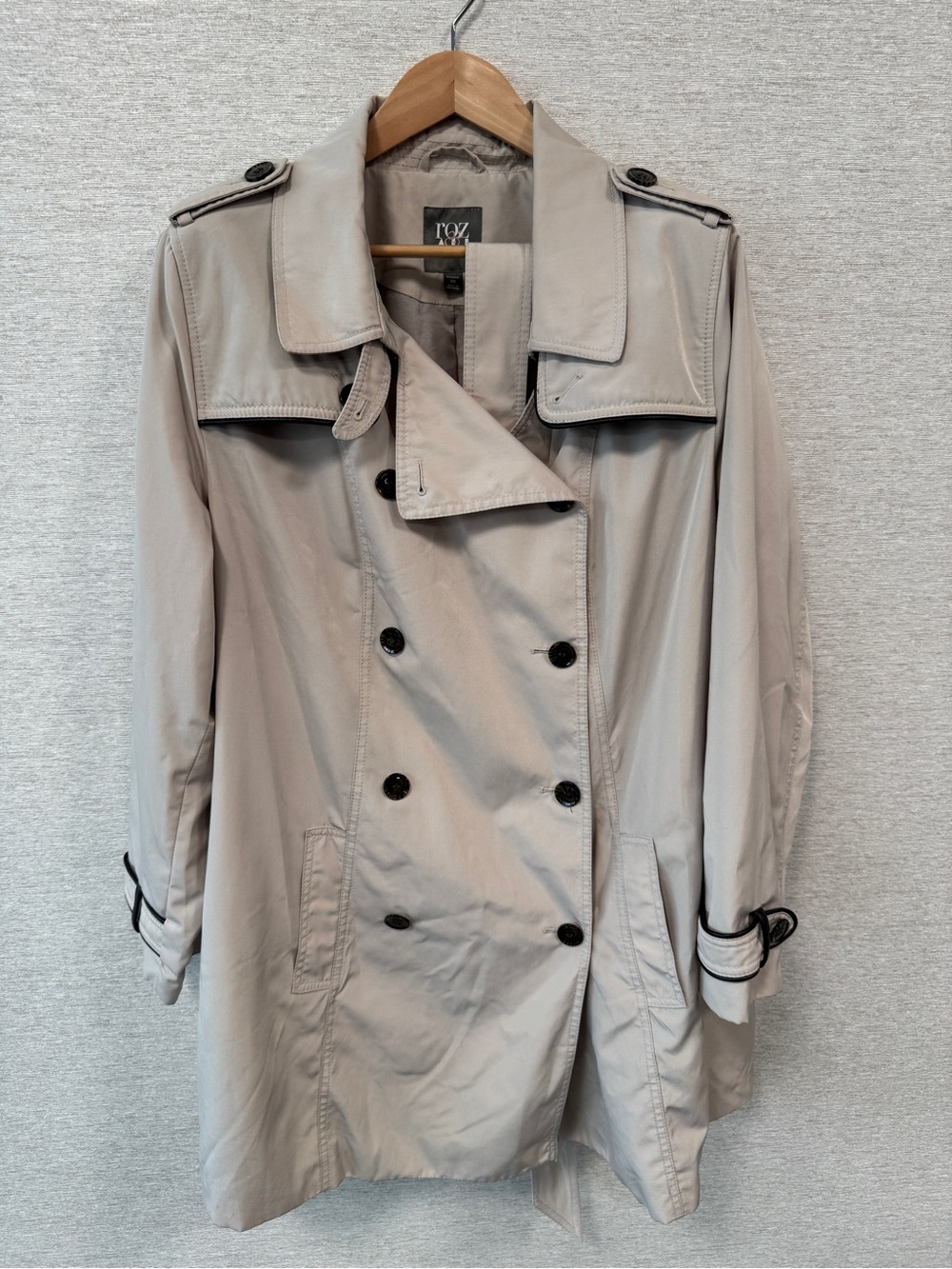 Roz & Ali Beige Double-Breasted Trench Coat